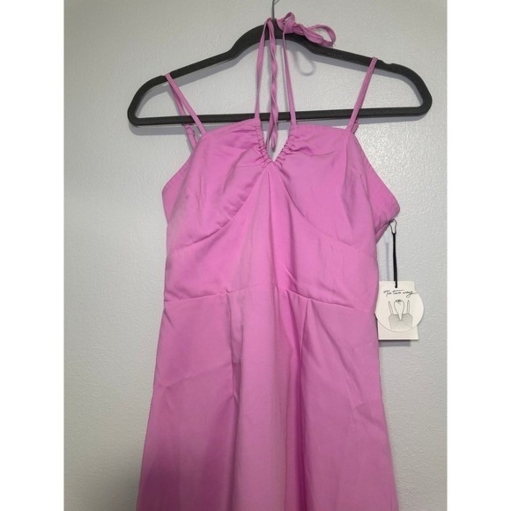 Joysya Pink Smocked Halter Neck Mini Dress Size M - Picture 3 of 7